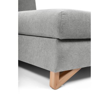 Canapé d'angle convertible rembourré AVESTA en L avec coffre de rangement, angle droit, gris