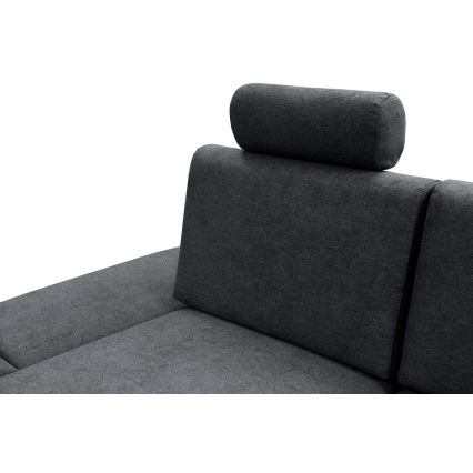 Canapé d'angle convertible rembourré en L AVESTA, côté gauche, anthracite, avec coffre de rangement
