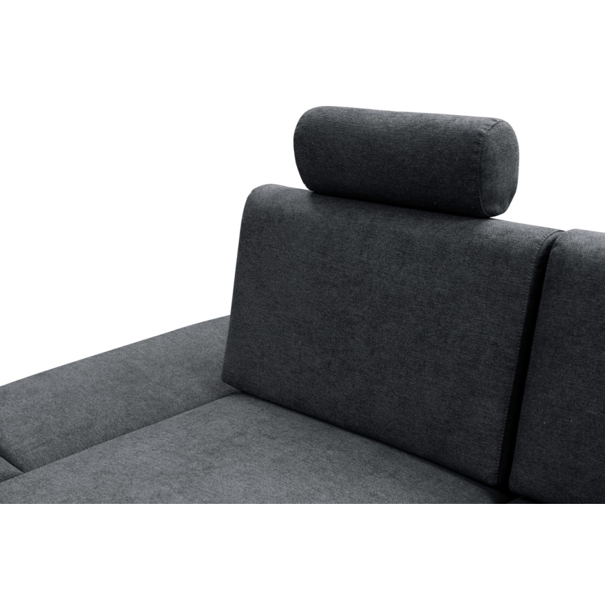 Canapé d'angle convertible rembourré en L AVESTA, côté gauche, anthracite, avec coffre de rangement