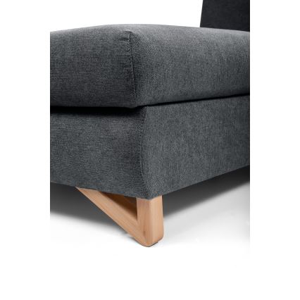 Canapé d'angle rembourré convertible en L AVESTA — version gauche, anthracite, avec coffre de rangement