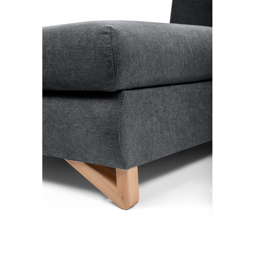 Canapé d'angle rembourré convertible en L AVESTA — version gauche, anthracite, avec coffre de rangement