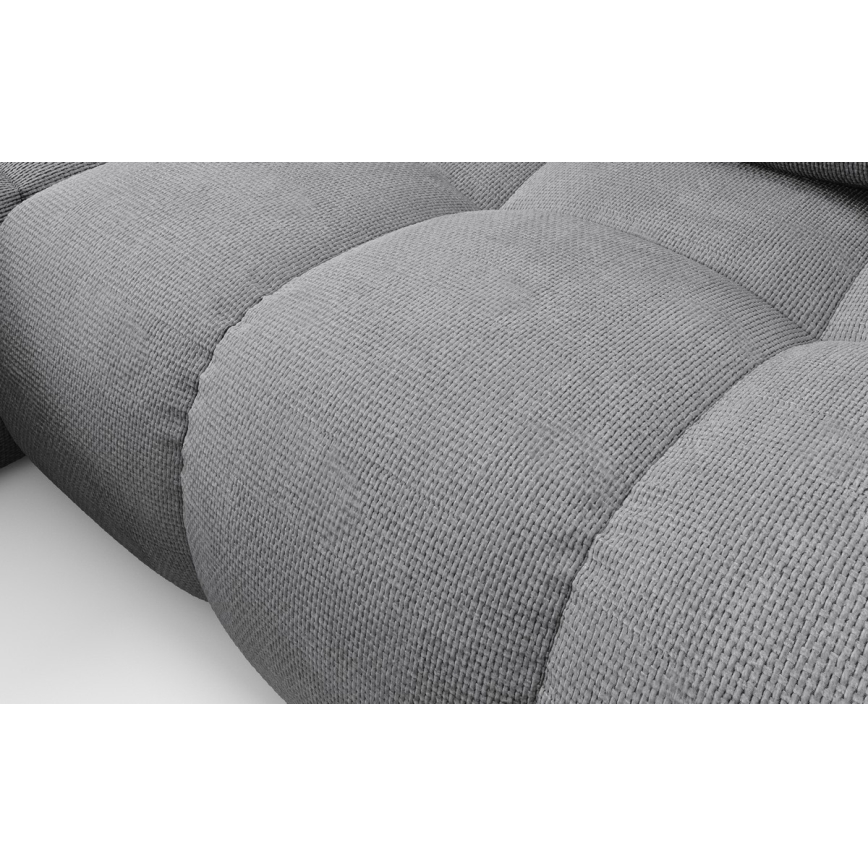 Canapé d'angle convertible rembourré ALMADA en L, version gauche, gris, avec coffre de rangement intégré