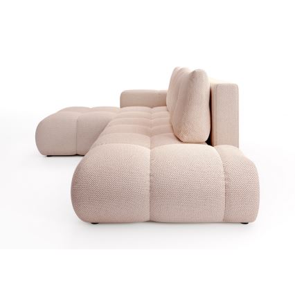 Canapé d'angle convertible ALMADA en L avec coffre de rangement, angle gauche, rose