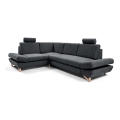 Canapé d'angle convertible rembourré en L AVESTA, coffre de rangement, angle gauche, anthracite