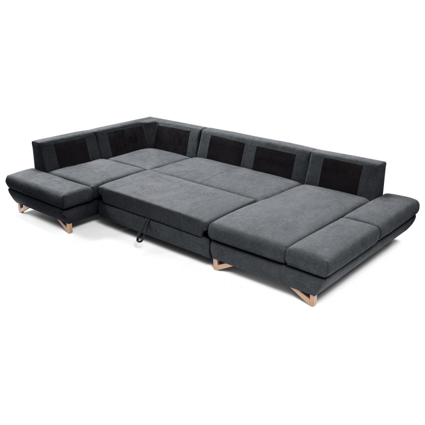 Canapé d'angle rembourré en U convertible AVESTA avec coffre de rangement — Anthracite