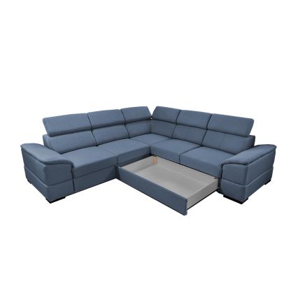 Canapé d'angle réversible et convertible GRANADA avec coffre de rangement, bleu
