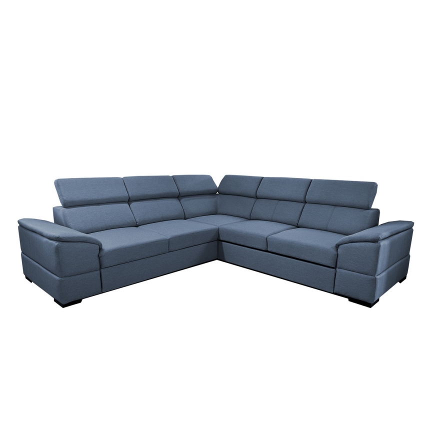 Canapé d'angle réversible et convertible GRANADA avec coffre de rangement, bleu