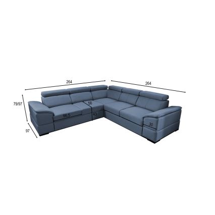 Canapé d'angle réversible et convertible GRANADA avec coffre de rangement, bleu