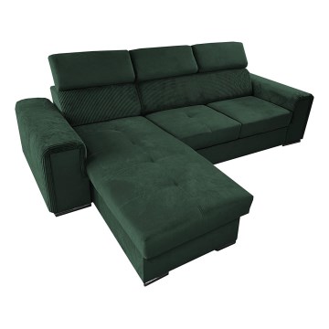 Canapé d'angle convertible réversible en L avec coffre de rangement SALVADA vert