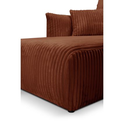 Canapé d'angle réversible convertible en L FRIDA marron avec coffre de rangement