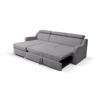 Canapé d'angle convertible réversible PORTO avec coffre de rangement, gris