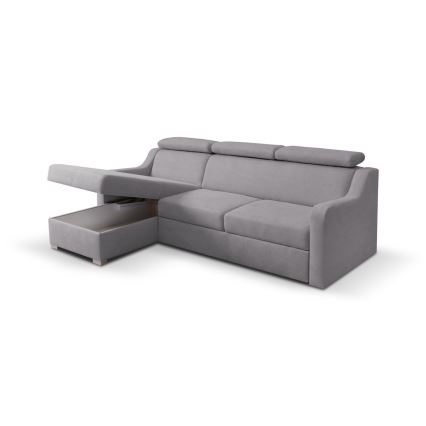 Canapé d'angle convertible réversible PORTO avec coffre de rangement, gris