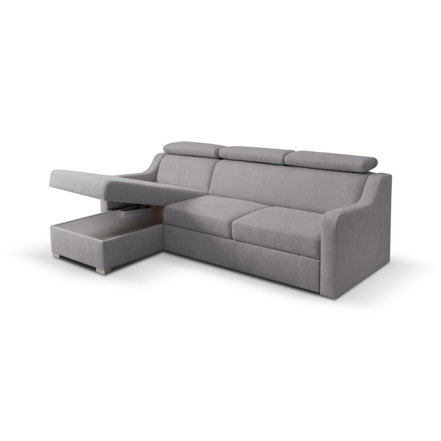 Canapé d'angle convertible réversible PORTO avec coffre de rangement, gris
