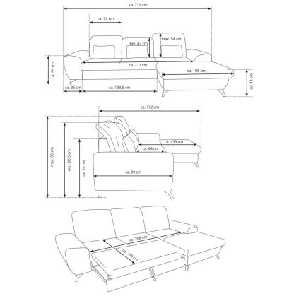 Canapé d'angle convertible rembourré en L ALTA avec coffre de rangement, angle droit, beige