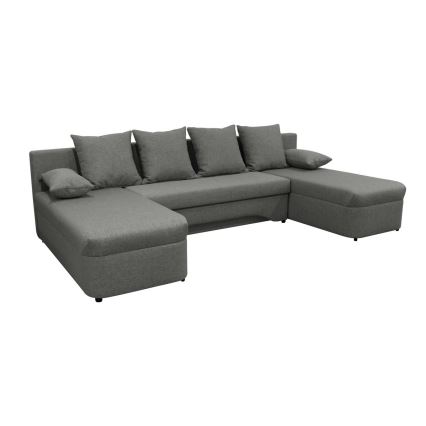 Canapé d'angle convertible réversible en U ALMEIDA avec coffre de rangement, anthracite