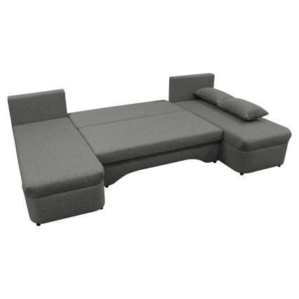 Canapé d'angle convertible réversible en U ALMEIDA avec coffre de rangement, anthracite