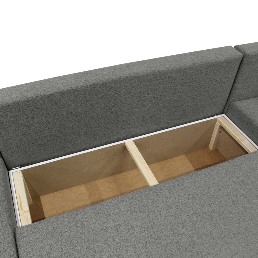 Canapé d'angle convertible réversible en U ALMEIDA avec coffre de rangement, anthracite