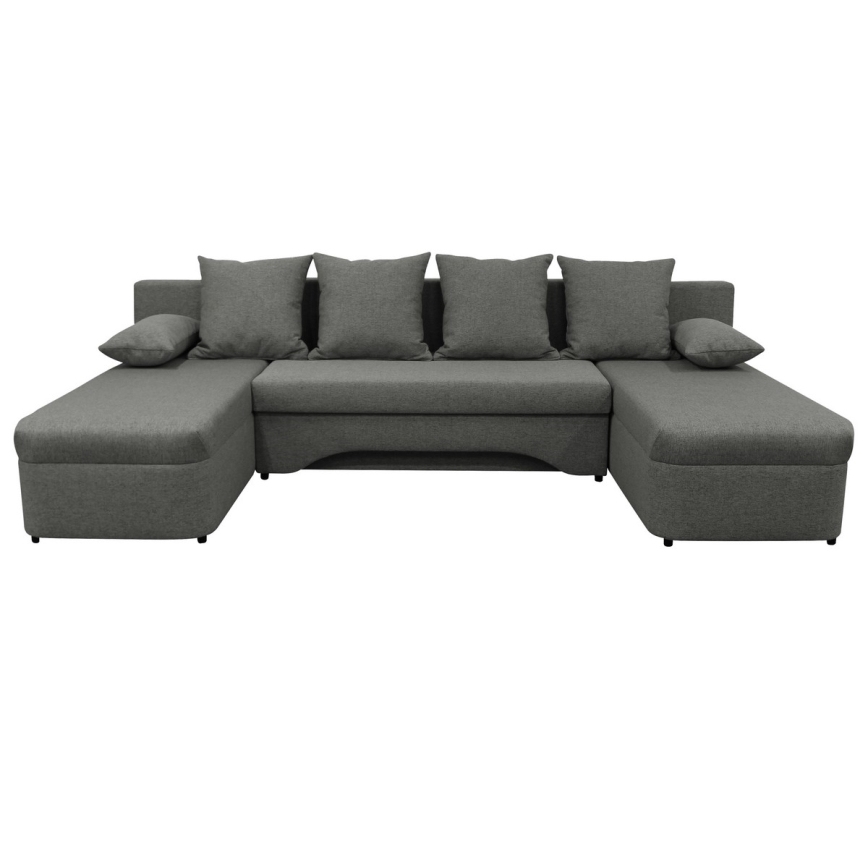 Canapé d'angle convertible réversible en U ALMEIDA avec coffre de rangement, anthracite