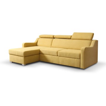 Canapé d'angle convertible universel avec coffre de rangement PORTO, jaune