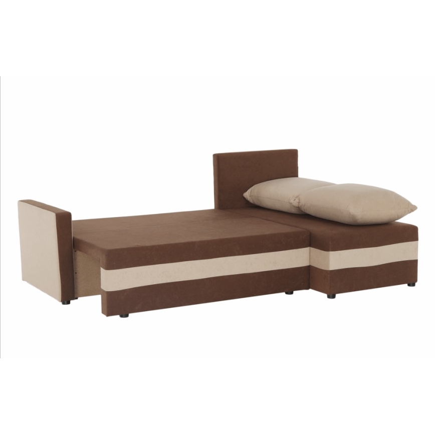 Canapé d'angle universel convertible en L BRISTOL, revêtement en tissu marron/beige