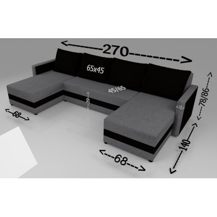 Canapé d'angle universel convertible en U BRISTOL, revêtement en tissu marron/beige