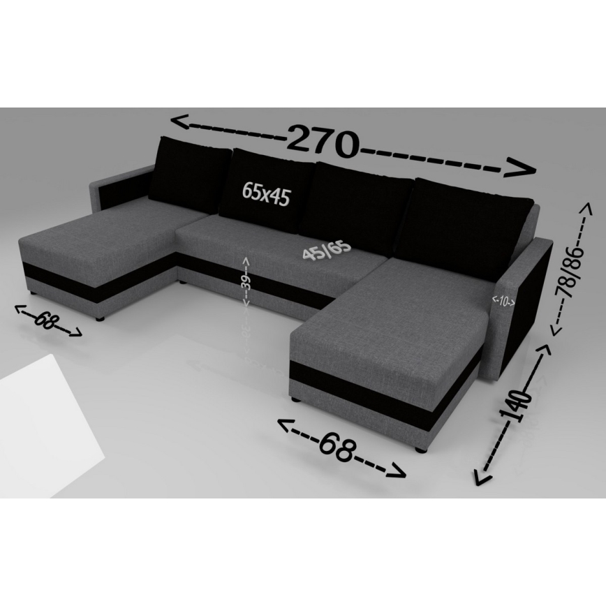 Canapé d'angle universel convertible en U BRISTOL, revêtement en tissu marron/beige