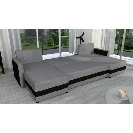 Canapé d'angle convertible universel rembourré BRISTOL gris/noir