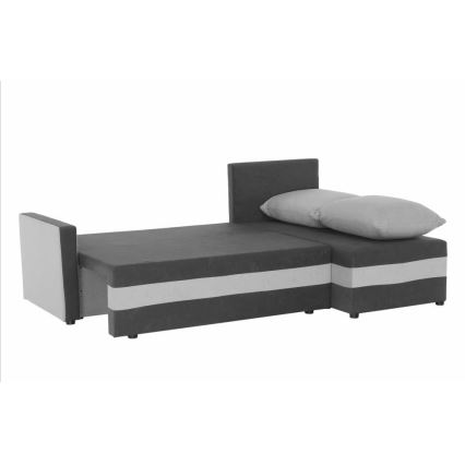 Canapé d'angle universel convertible en L BRISTOL, tissu gris/noir
