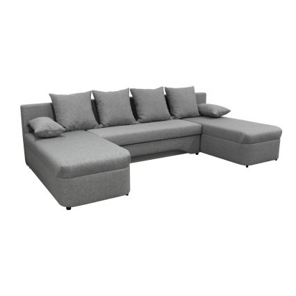 Canapé d'angle réversible ALMEIDA en U convertible avec coffre de rangement, gris