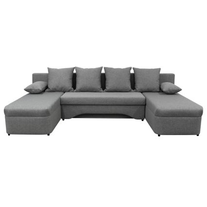 Canapé d'angle réversible ALMEIDA en U convertible avec coffre de rangement, gris