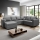 Canapé d'angle convertible universel en U avec coffre de rangement SEYA, gris
