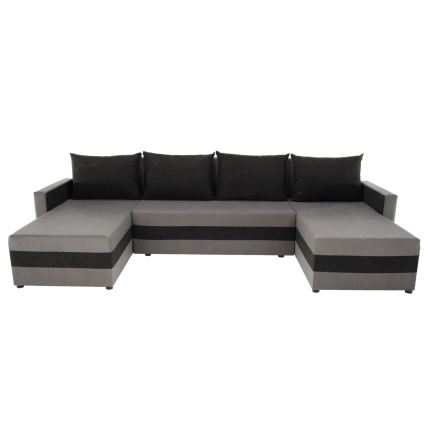 Canapé d'angle convertible universel en U BRISTOL gris/noir