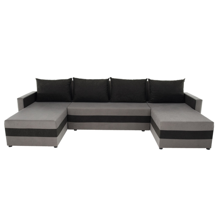 Canapé d'angle convertible universel en U BRISTOL gris/noir