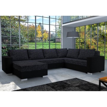 Canapé d'angle convertible universel en U YORK, noir/anthracite