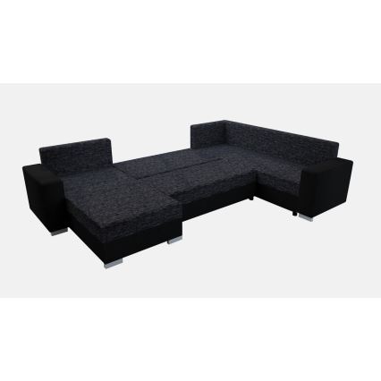 Canapé d'angle convertible universel en U YORK, noir/anthracite