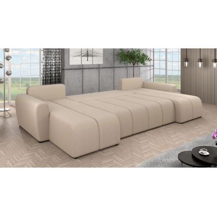 Canapé d'angle convertible universel rembourré NEWPORT beige