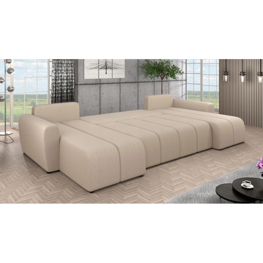Canapé d'angle convertible universel rembourré NEWPORT beige