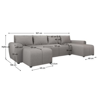 Canapé d'angle convertible universel rembourré NEWPORT gris