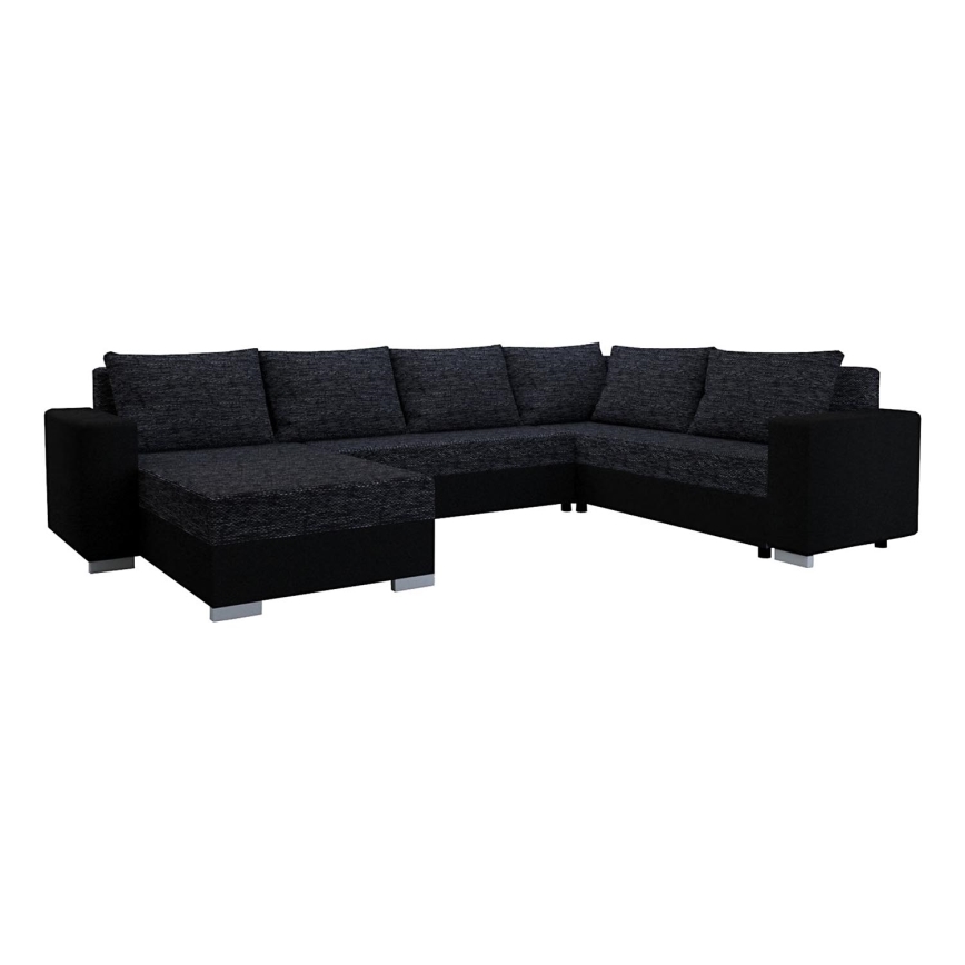 Canapé d'angle convertible universel rembourré YORK noir/anthracite