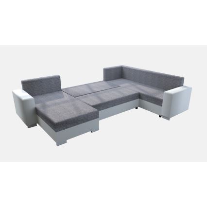 Canapé d'angle convertible universel rembourré YORK blanc/gris