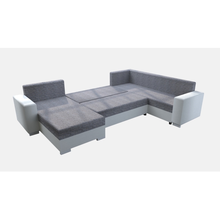 Canapé d'angle convertible universel rembourré YORK blanc/gris