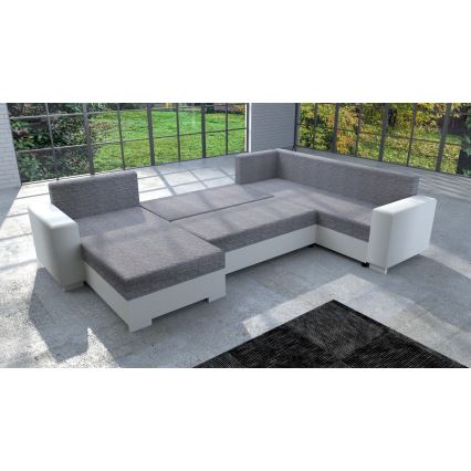 Canapé d'angle convertible universel rembourré YORK blanc/gris