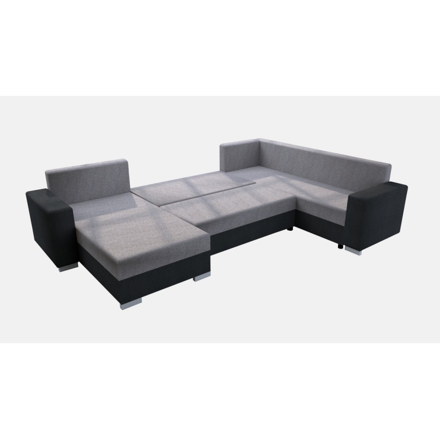 Canapé d'angle convertible universel rembourré YORK gris/noir