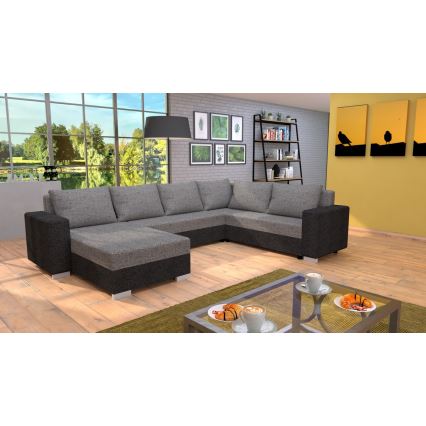 Canapé d'angle convertible universel rembourré YORK marron/beige