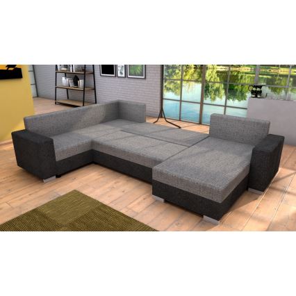 Canapé d'angle convertible universel rembourré YORK marron/beige