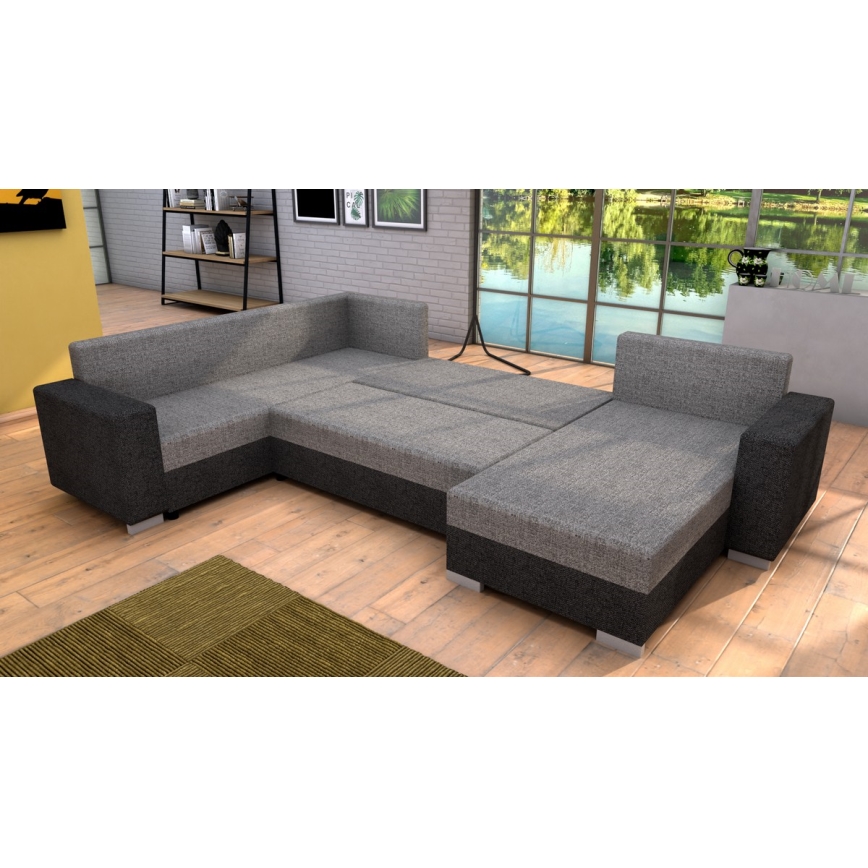 Canapé d'angle convertible universel rembourré YORK marron/beige