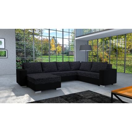 Canapé d'angle convertible universel rembourré YORK noir/anthracite