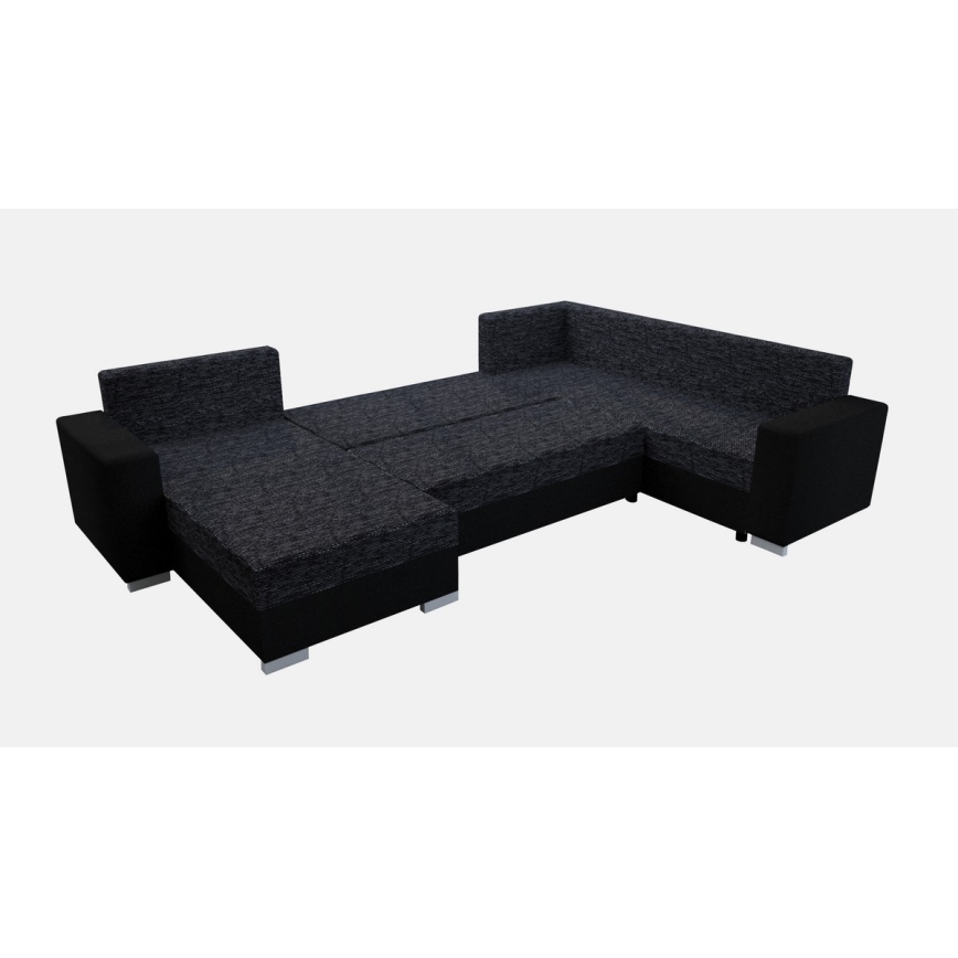 Canapé d'angle convertible universel rembourré YORK noir/anthracite