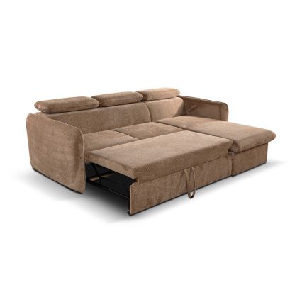 Canapé d'angle convertible en L avec rangement BEJA beige droit
