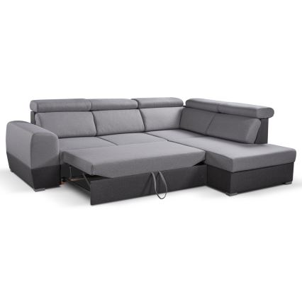 Canapé d'angle convertible en L avec rangement MATRIX gris droit
